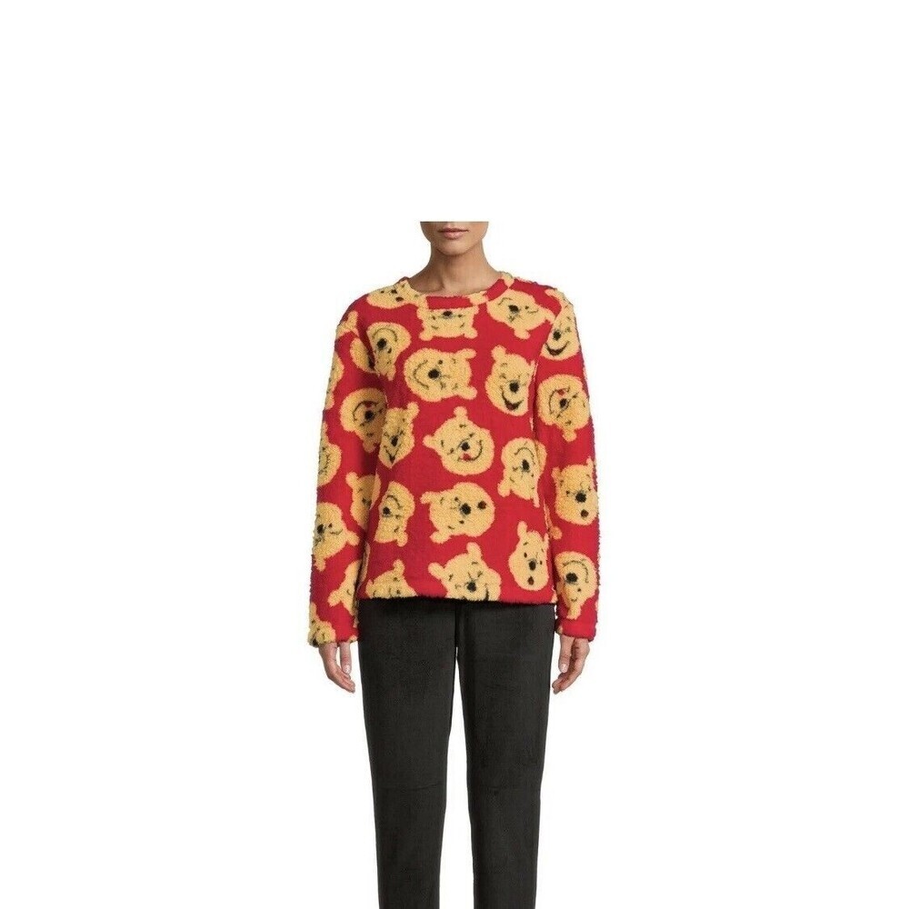 Disney WINNIE the POOH Sherpa Pajama Top Women Lounge Top Size Small Fleece